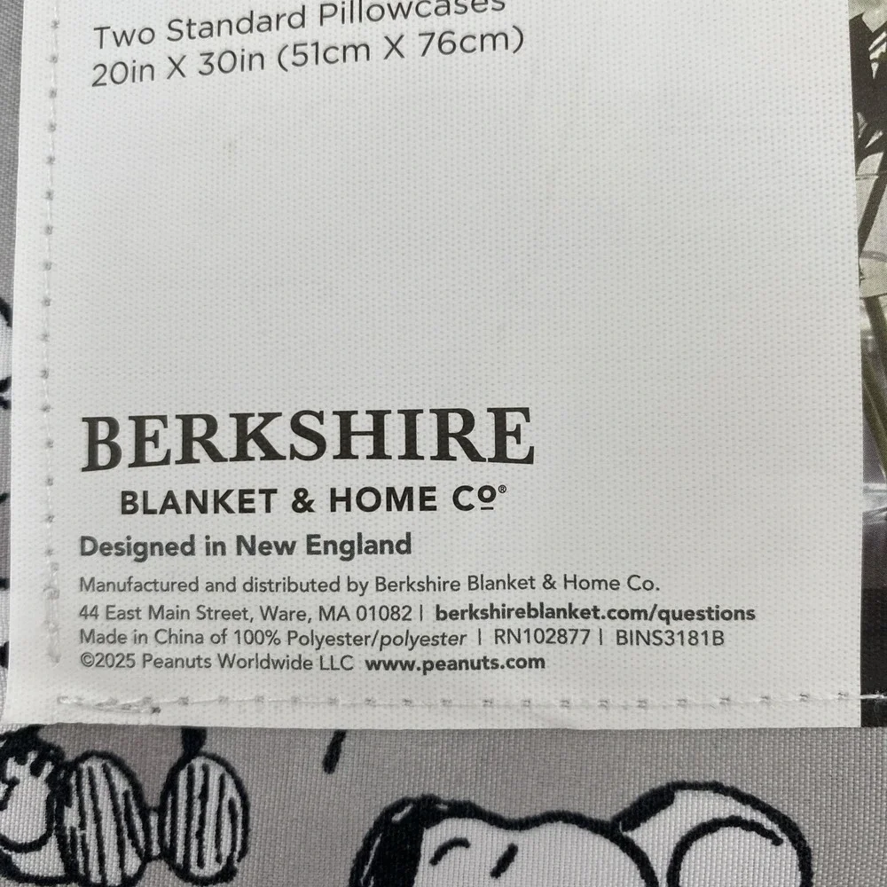 Peanuts Snoopy Sheet Set FULL Gray Sleeping Hearts Love Valentines Berkshire